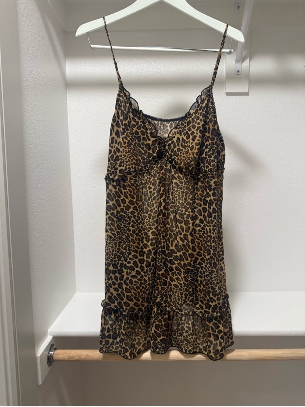 sheer leopard print babydoll chemise